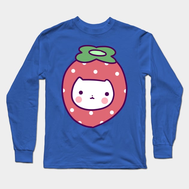 Strawberry Cat Face Long Sleeve T-Shirt by saradaboru